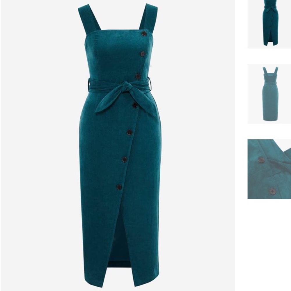 MintLimit hunter green button midi dress
